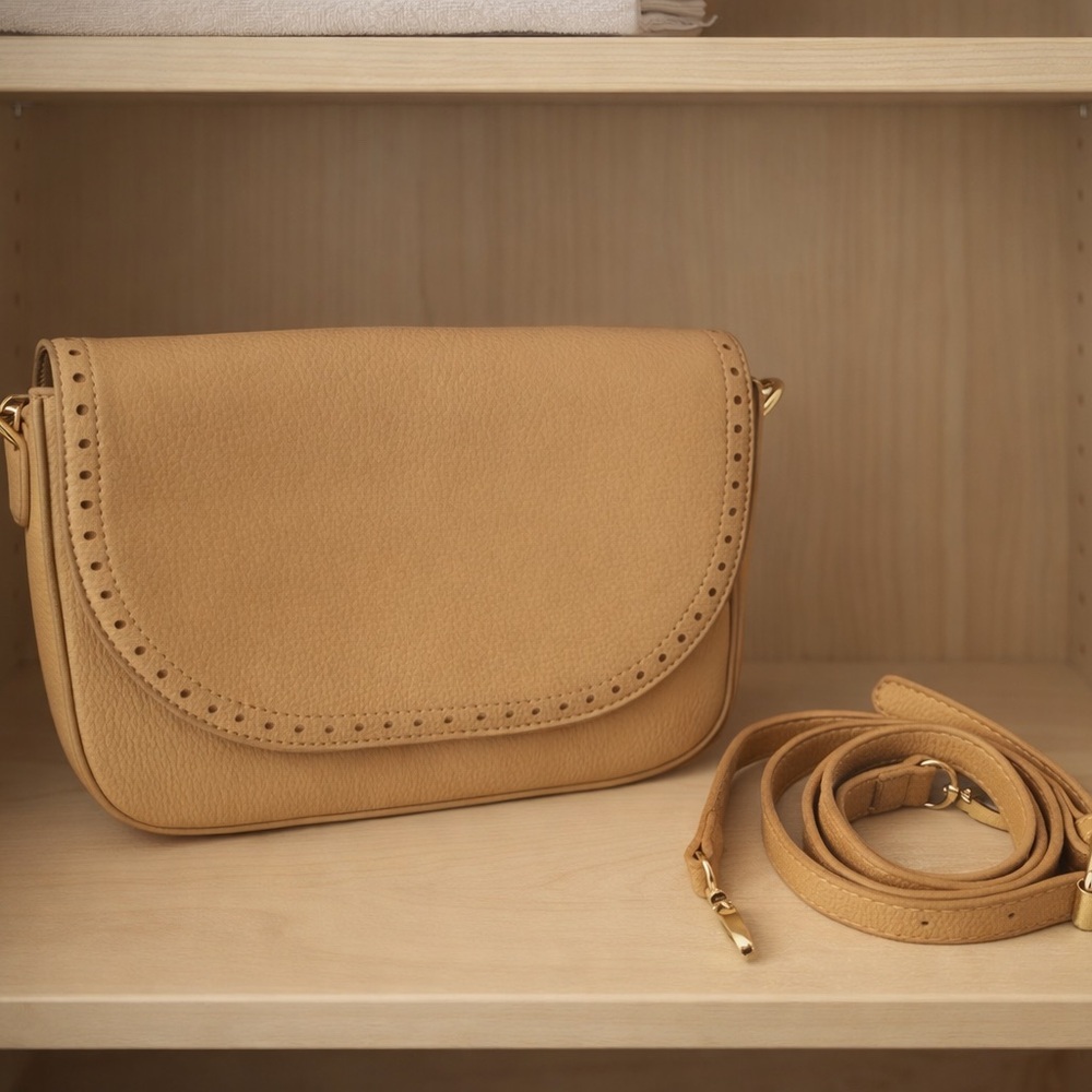 JustFab Tan Crossbody Bag – Adjustable Strap